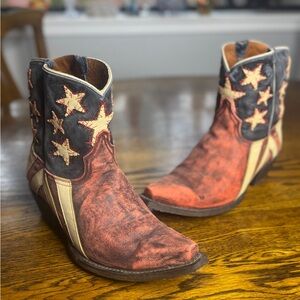 Star-Studded Ankle Boots - Red, White & Blue